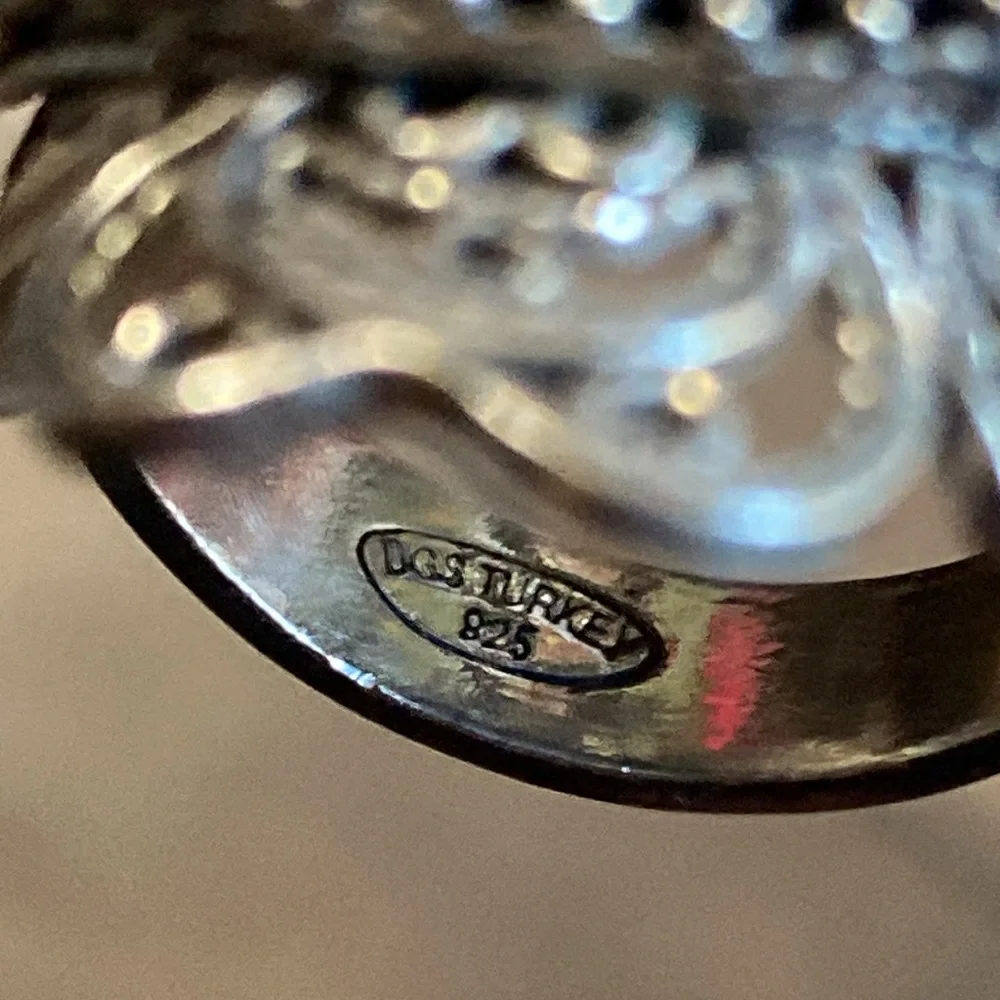 Genuine Lapis Lazuli Sterling Filigree Ring - Picture 6 of 11